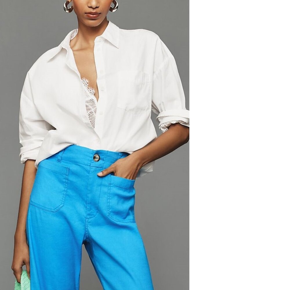 Anthropologie The Colette Cropped Wide-Leg Pants by Maeve Linen Edition - Picture 6 of 8